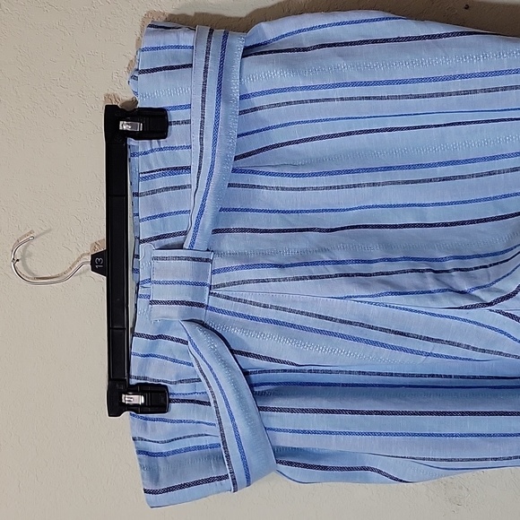 Gently Used Blue Stiped Pants with Buttons and Pockets and a Belt - Picture 11 of 11